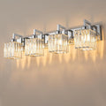 FDPBY Modern Bathroom Vanity Light 4-Lights Chrome Crystal Wall Lamp Bathroom Modern Crystal Vanity Lighting