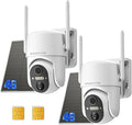 HOSAFE.COM 4G LTE Cellular Security Camera Outdoor, No WiFi Security Camera Outside, Wireless Security Cameras Outdoor Solar Powered, 360 Ptz, Human Sensor, 2K HD, 2-Way Talk, IP66, 2 Pack