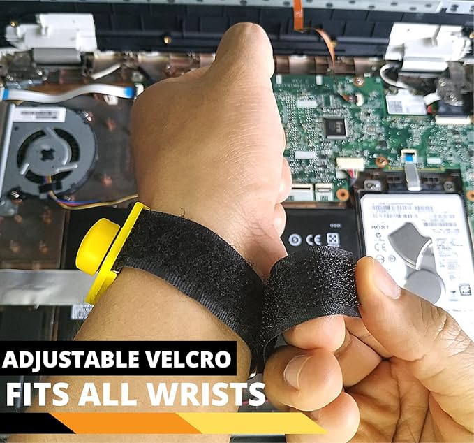 Safe ESD Anti Static Wrist Strap Band Long Earthing Wristband Grounding Bracelet for ESD Mat Computer PC Building Electronics Repair Ground wire cord with Metal Alligator Clip By DREMINOVA