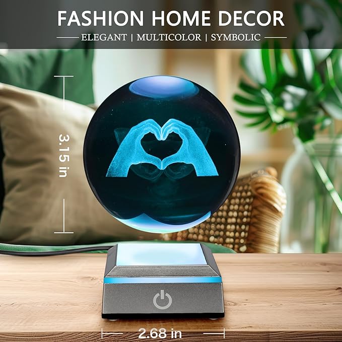 Kopesmsy 3D TayTay Gifts, Cute TS Girl Night Light, 3.15-inch Heart-Shaped Crystal Ball Night Light with LED Colorful Lighting Touch Base, Birthday Mother's Day Christmas Gift