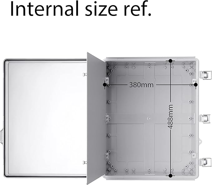 Gratury Junction Box, IP67 Waterproof Plastic Enclosure for Electrical Project, Hinged Transparent Cover, Includes Inner Door, Mounting Plate and Wall Bracket 510×410×200mm (20"×16.1"×7.9" TC-D)