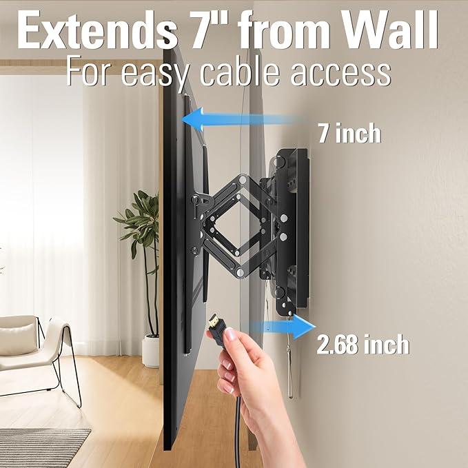 Mounting Dream Advanced Tilt TV Wall Mount for Most 42-90 Inch Flat and Curved Television, Universal Mount Bracket with Extension up to 7 inch, Fits 16", 24", 32" Studs, Max VESA 800x400mm and 120LBS