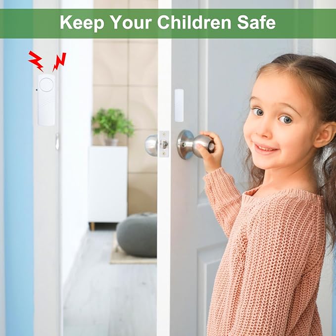 Door Window Alarm, 90dB Door Alarms Sensor for Kids Safety, Home Security, Door Window Burglar Alarm, Window Pool Alarms for Home, Apartments, Offices, Hotel Rooms (5pack)