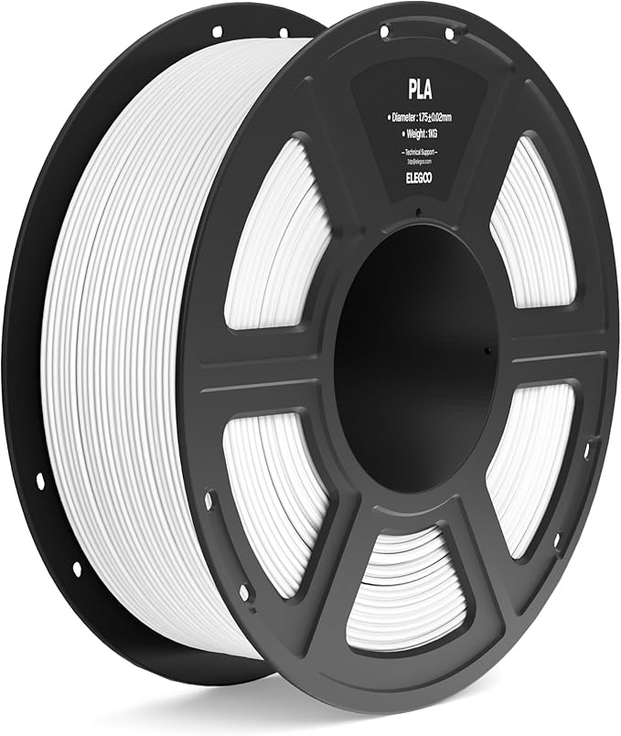 ELEGOO PLA Filament 1.75mm White 1KG, 3D Printer Filament Dimensional Accuracy +/- 0.02mm, 1kg Spool(2.2lbs) Fit Most FDM 3D Printers
