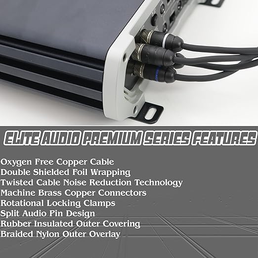 Elite Audio Premium Series 20ft. 6-Channel Car Audio RCA Cable – Double Shielded, Oxygen Free Copper, Noise Reducing Audio Cable for Amplifiers, Subwoofers, Speakers, and Processors – PRM620