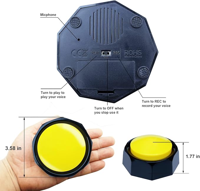 ANLIKY Recordable Button, Dog Training Buttons for Communication, Game Buzzers, Talking Button, Upgraded Version 30 Second Custom Recordable, Easy Button, Material Safety