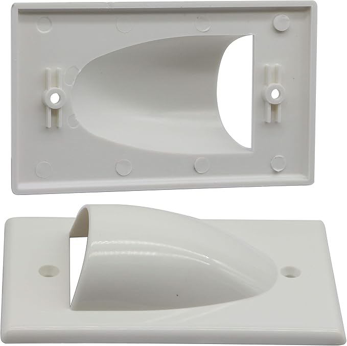 zdyCGTime Bulk Nose Faceplate Wall Plate for Cabling 1 Gang Cable Plate Internal Management Convex Audio Video Cable Pass Through Nose Plate White (2 Pack)