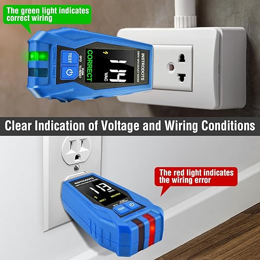 INSTRODOTS Circuit Breaker Finder Tool with Accessories, 90-135V AC Digital Breaker Finder with Integrated GFCI Outlet Tester, Circuit Tracer with Buzzer Alarm & Color Display, Includes Carrying Case
