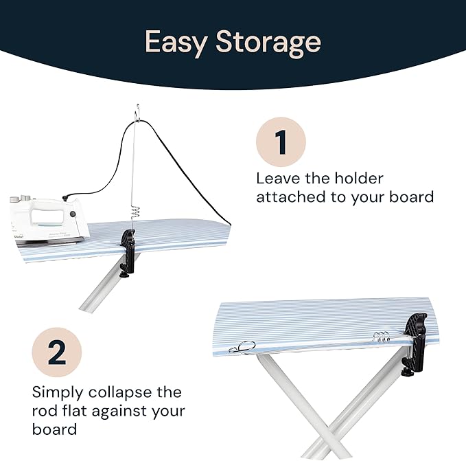 SimplyImagine Flexible Iron Cord Holder - Metal, Tabletop Mount - Tangle-Free Pressing & Ironing Board Cord Holder - Universal Fit & Steam Compatibility