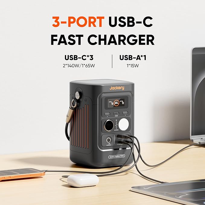 Jackery Solar Generator 300D, 288Wh LiFePO4 Portable Power Station with 40W Solar Panel, 300W DC Output, 140W USB-C Charging Cable Included, for Camping, Travel & Starlink Mini
