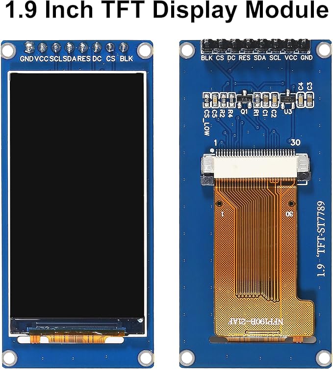 XIITIA 2pcs 1.9" SPI TFT LCD Display Module 170x320 RGB LCD Screen 3.3V ST7789 Drive SPI Interface 8pin Full Color for Arduino DIY