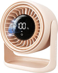 Gaiatop Desk Fan with Touch Control, 4000mAh Battery, 5 Speeds Ultra Quiet Bedroom Fan with LED Display, 90° Tilt, 7.7 Inch USB-C Rechargeable Desktop Fan for Dorm Office Room Home Office, Pink