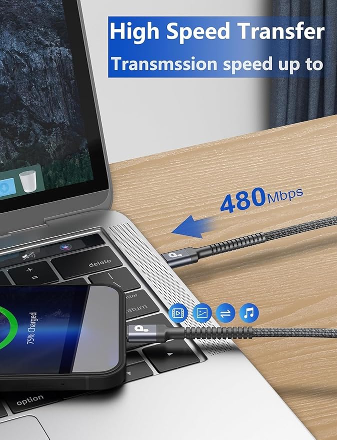 Extra Long USB A to USB C Cable 15FT, USB C Cable Fast Charging, Upgraded Extra Durable Braided USB C Cord for iPhone 17 16 15 Pro Max, MacBook Pro, Sam sung Galaxy S10 S9 Plus, LG and More-1Pack