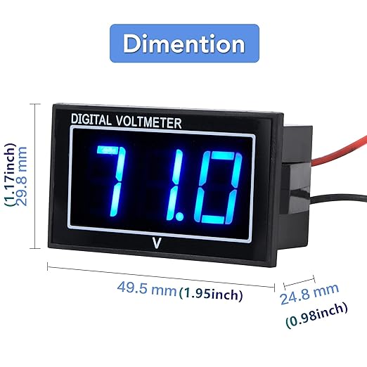 SUPNOVA Waterproof Voltmeter 12V 24V 36V 48V 60V 72V 96V,LED Digital Display Battery Voltage Tester DC5-130V Apply to Golf Cart,Car, Motorcycle，Boats Battery Voltage Monitor