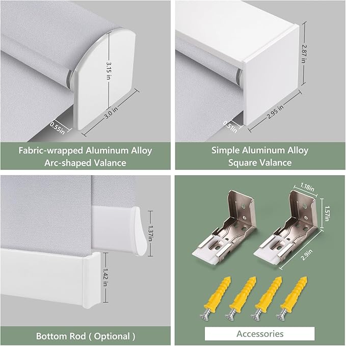 ZSHINE Motorized Blackout Window Blinds Customize Width Remote Control Rechargeable Motor Roller Shades for Windows, Home, Office, Hotel, Club, Restaurant(82026E)