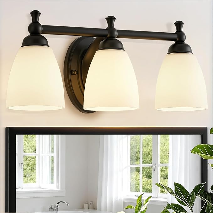 EJIAXIN Vanity Lights for Bathroom, 3-Light Modern Vanity Light Over Mirror Black Bathroom Light Fixture Bedroom Wall Sconces Lighting for Living Room Cabinet