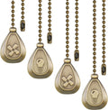 Patelai 4 Pieces Ceiling Fan Pull Chain Extender Ornament 12 Inch Ceiling Pull Chain Extension Classic Drop Shaped Pendant Beaded Ball Cord for Fan light lamp decorative with Connector(Bronze)
