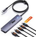 USB C Hub 10Gbps, QUUGE 5-in-1 USB Splitter with 4 USB-C 3.2 and PD 100W Charging, Fast Transfer Aluminum Multiport Type-C Adapter with 100cm Nylon Cable for MacBook Air/Pro, iPad, Surface Pro, XPS