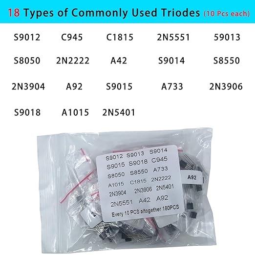 Nodehawk Electronic Component Kit -Total 1800 Pcs, LED Diodes, Resistors, Capacitors, Ceramic Capacitors, Transistors, Diodes - for DIY Projects, Electronics Hobbyists