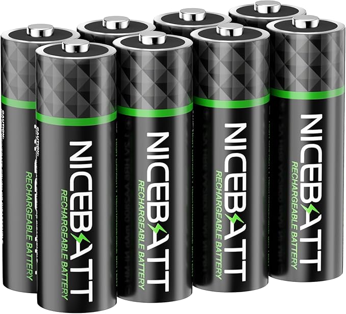 NICEBATT Rechargeable aa Batteries 2800mAh, Premium NiMH Double A Battery Low Self Discharge -8 Count
