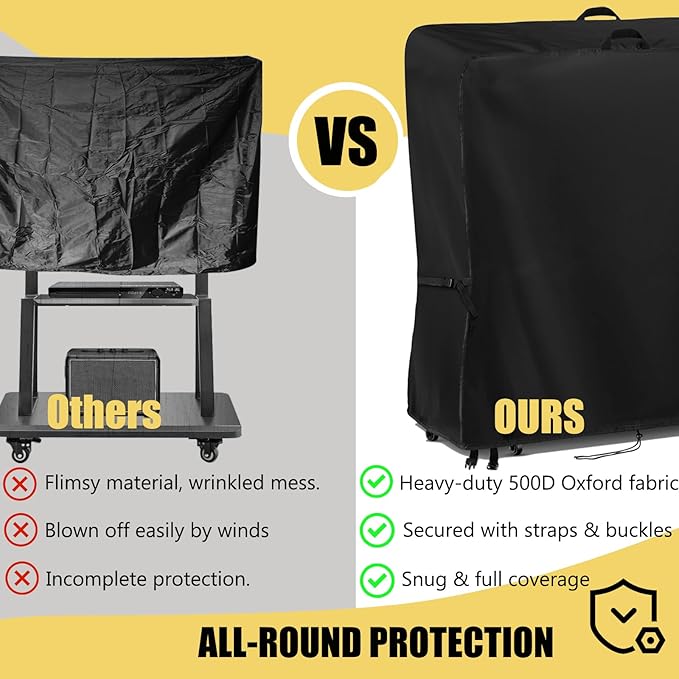 Hdenmist Outdoor TV Cover 44 Inch Weatherproof, Waterproof Outdoor TV Stand Covers for Rolling Mobile TV Stand Cart, TV Screen Protector Covers for Outside- 44”L x 14”W x 55”H(Cover Only)