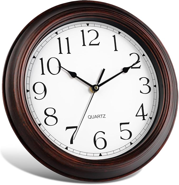 KECYET 14 Inch Wall Clocks Battery Operated Silent Non-Ticking Wall Clock Vintage Retro Rustic Style Decorative for Living Room Kitchen Farmhouse (Bronze)