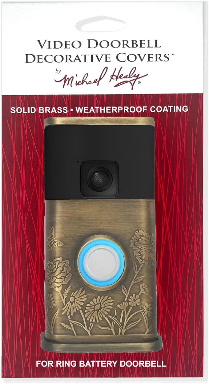 Garden Video Doorbell Cover (Compatible with Ring Battery Doorbell - 2024 Release) (Antique Brass)