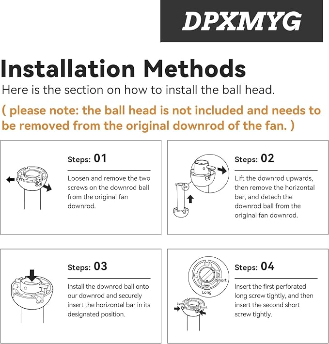 DPXMYG 72 inch Ceiling Fan Downrod with Extension Cord, 6 FT Black Downrod for Ceiling Fan, 1 inch Outside Diameter, Ceiling Fan Boom Suitable for a Wide Range of Fans (Black, Not Threaded)