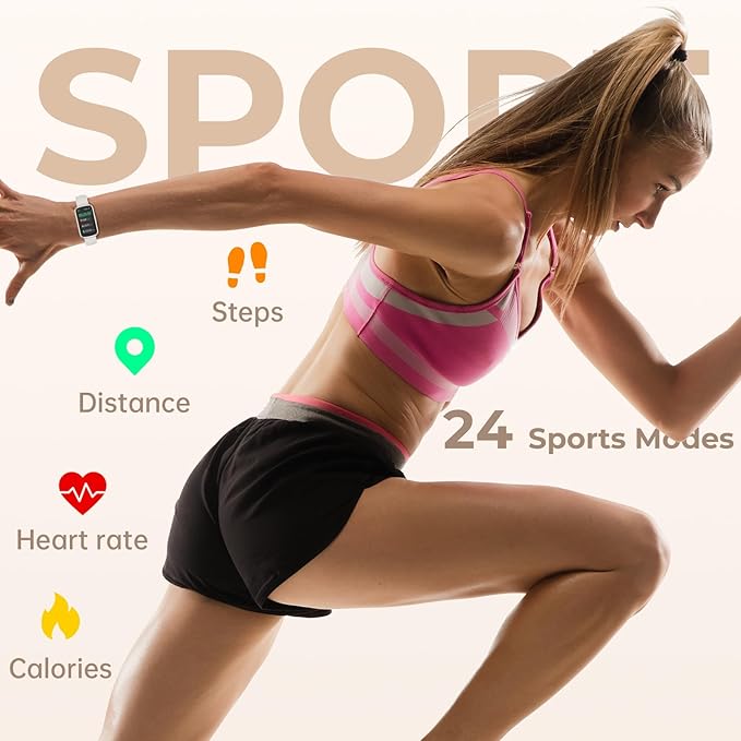 TIFOZEN Health Fitness Tracker Smart Watch with 24/7 Heart Rate, Blood Oxygen, Sleep Tracker, Pedometer, 3 Colorful Bands & 3ATM Waterproof Activity Tracker with Step Calorie Counter, Starlight