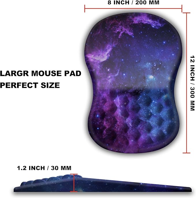 KUOSGM Mouse Pad Wrist Support, Ergonomic Mouse Pad with Massage Dot, Comfortable Computer Mouse Pad for Laptop, Wrist Rest Pain Relief Mousepad with Non-Slip PU Base for Office & Home, 12 x 8 in