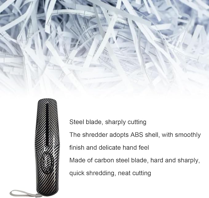 Fafeicy Portable Electric Paper Shredder 4mm Shredding 2 Sheet Capacity USB Powered for Office and Home Use Compact Design with Carbon Fiber Color