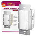 Dimmer Light Switch & 12V 120W Dimmable LED Driver 2 in 1, UL Listed Single-Pole or 3-Way Slide Dimmer Switches for Led Strip Lights,120VAC to 12VDC Power Supply for Low Voltage Project,Glossy White