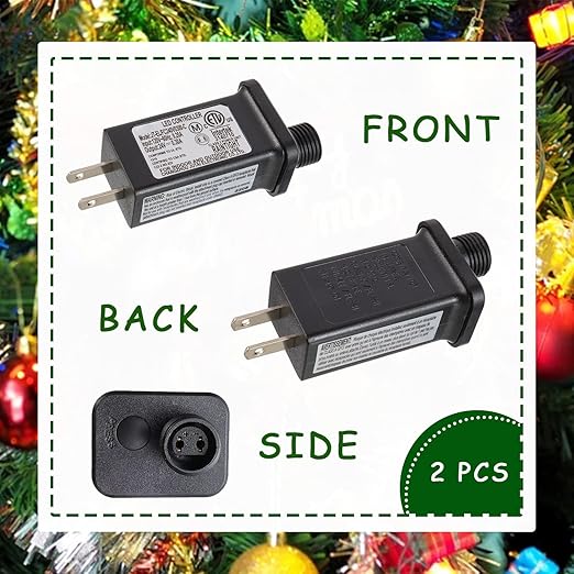 SIGANDG 24V 7.2W LED Transformer Replacement Class 2 Power LED Controller with 8 Modes Supply for Christmas String Light Inflatable Decorations IP44 Waterproof Low Voltage Transformer(2 Pcs)