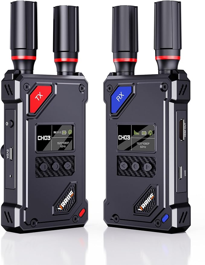 Vrriis Wireless Video Transmitter and Receiver with UVC Out for Live System,Manual Switching of 20 Channels,Wireless Video Transmission System 1500FT Los Range,0.05s Delay,Up to 5 Devices(1TX+1RX)