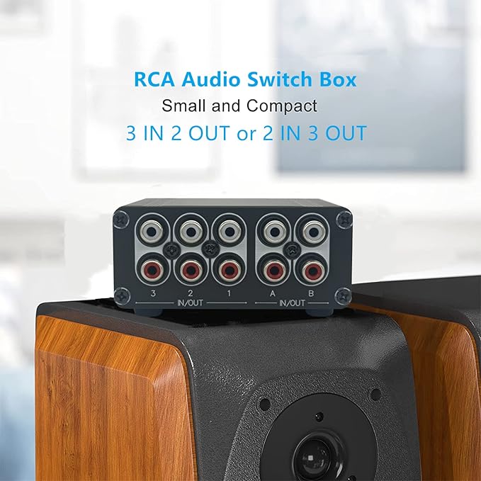 TENEALAY 3 in 2 Out RCA Stereo Audio Switch Input Signal Source Switcher Selector Splitter Box -RC32