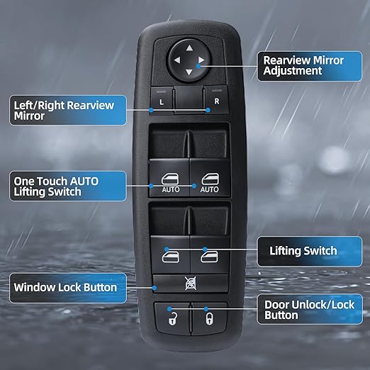 WUANGKI Power Window Switch Front Driver Side | 9+3 Pins | Compatible with 2012-2016 Dodge Grand Caravan 2013-2015 Ram Truck 2013-2015 Ram C/V 2012-2015 Chrysler Town & Country | OE 68110866AB