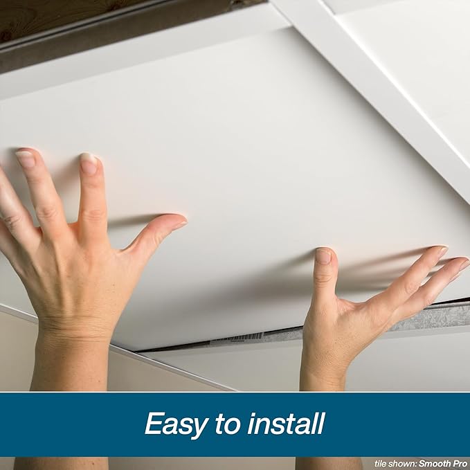 Genesis 2ft x 4ft Stucco Pro Black Ceiling Tiles - Easy Drop-in Installation – Waterproof, Washable and Fire-Rated - High-Grade PVC to Prevent Breakage - Package of 10 Tiles