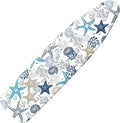 Extra Thick Ironing Board Cover and Pad, Coral Starfish Coastal 15x54 Ironing Board Cover, Resist Scorching and Staining,Elastic Edges,Nautical Blue Conch Ocean Theme