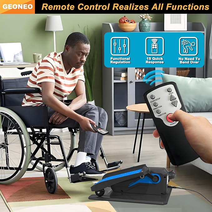 Under Desk Elliptical Machine, Electric Elliptical Exerciser for Senior, Quiet and Small Electric Seated Pedal Exerciser for Home with Remote Control and 12 Adjustable Speeds