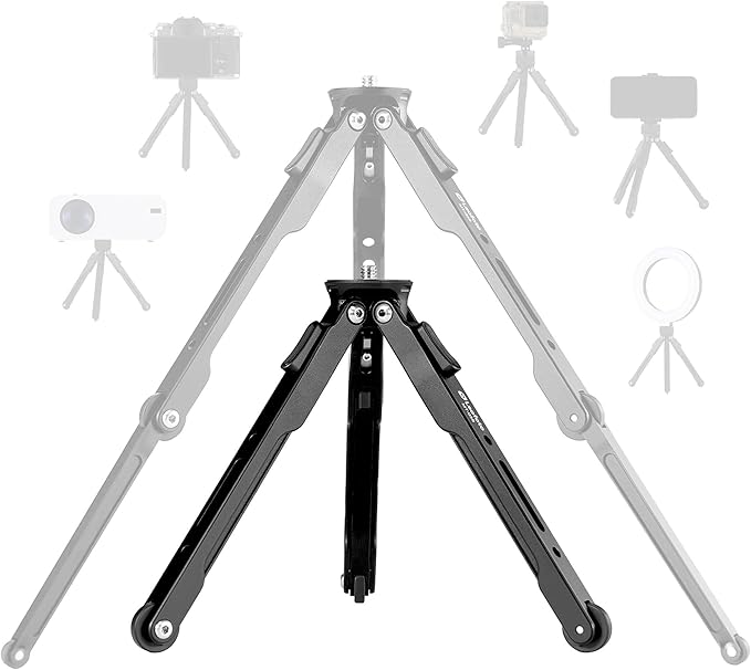 LEOFOTO Aluminum Mini Table Tripod, Weight 162g/0.35lb, Maxload 5kg/11lb, Foldable Stand, Compact Camera Spider Tripod, for Camera/Phone/Live Stream Light/Projector MT-03 Lightweight Version (MT-03S)