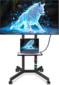 Solid Grace Rolling TV Stand with Wheels for 32-75 Inch TVs up to 88lbs, Portable TV Stand with Shelf, Mobile TV Cart for Living Room, Office, Meeting Room, Outdoor（MT2007 Upgrade Version）