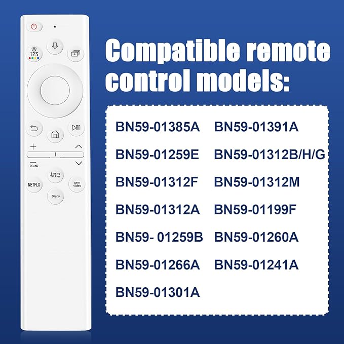for Samsung tv Remote Solar Voice Replacement for Samsung Frame TV Remote BN59-01391A Compatible with Samsung Remote Control for Samsung Smart TVs Crystal QLED HD 4K 8K, White