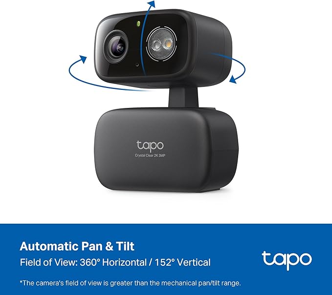 Tapo 2K Indoor/Outdoor Pan/Tilt Wired Security Camera - Baby Monitoring, Person & Baby Cry Detection, 360° Motion Tracking, Night Vision, No-Subscription Local Storage or Optional Cloud, C217 (2-Pack)