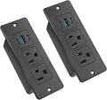 2 Pack Recessed Power Strips USB, 20W Fast Charging Furniture Outlets - 2 AC & 3 USB (2 USB-C + 1 USB-A) for Desk, Bedside, Drawer - Space-Saving, 6FT Cord, Black