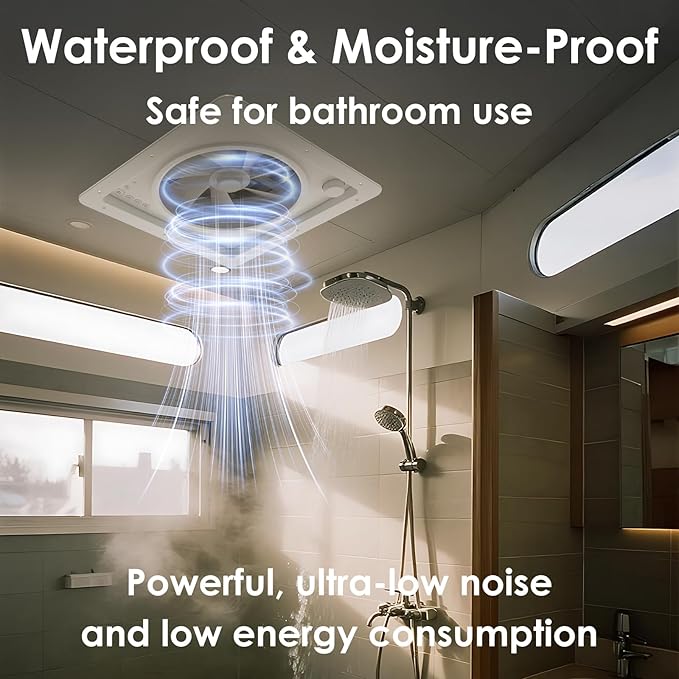 2012 Air Max RV Roof Vent Fan 14" x 14", Quiet 12V Motorhome Ventitaltion with Reversible Airflow, Voice & Remote Control, Rain Sensor, Fits Class A/B/C Motorhomes, Trailers, Campervans