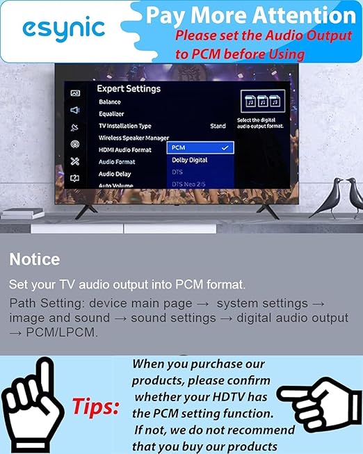 eSynic Portable Optical to RCA Adapter-Volume Control-Built in Voice Amplifier Chilp- 192kHz DAC Converter with 7ft Cable-Plug & Play- for Gaming Console/Blu-Ray/DVD/HDTV to R/L Stereo Audio System