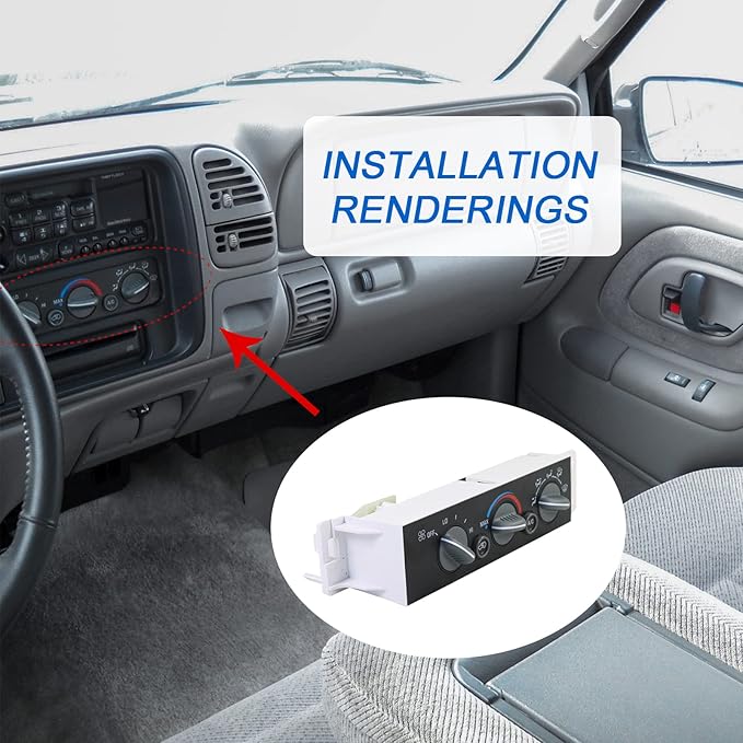 DICMIC A/C Heater Control Panel Climate Control Module Without Rear Window Defogger Switch for 1996-2000 Chevy GMC C1500 C2500 C3500 K1500 K2500 K3500 Suburban Yukon Replace# 599-007, 15-72548