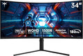 KTC 34 Inch UWQHD Curved Gaming Monitor, 3440x1440 Ultrawide PC Monitor 1500R, 180Hz 21:9 Display, Adaptive Sync, 1ms MPRT, 4000:1 Contrast, Tilt/Swivel/Pivot/Height Adjustment, HDMI2.0 & DP1.4,H34S5