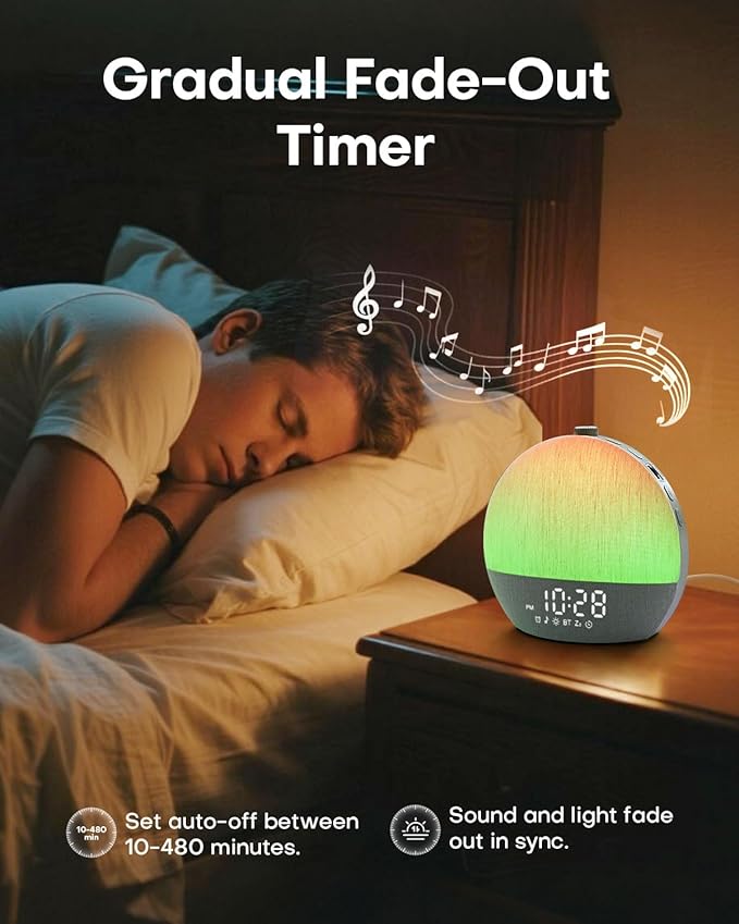 Zelaclock Sunrise Alarm Clock, White Noise Sound Machine, Sunlight Alarm Clocks for Bedrooms, 9 Natural Wake Up RGB Night Light, 30 Soothing Sounds for Heavy Sleepers, Baby, Kids, Adults