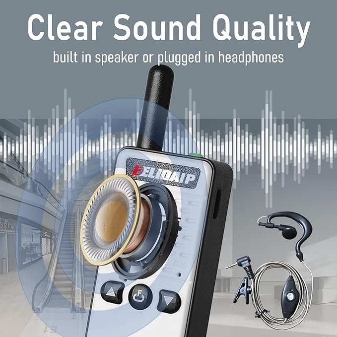 ELIDAIP T-M2 Super Mini Walkie Talkie for Adult Kids,Rechargeable Portable FM Transceiver,Small Two Way Radio for Supermarket,Hotel,Outdoor Sport,Hiking,Camping,Indoor,Family Trip,White 1 Pack